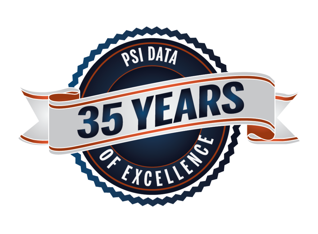 PSI Data 35 Years of Excellence badge